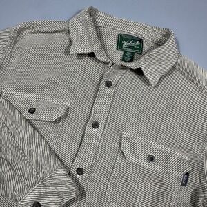 Woolrich Mens LG Textured Stripe Button‎ Down Shirt Long Sleeve Thick Cotton